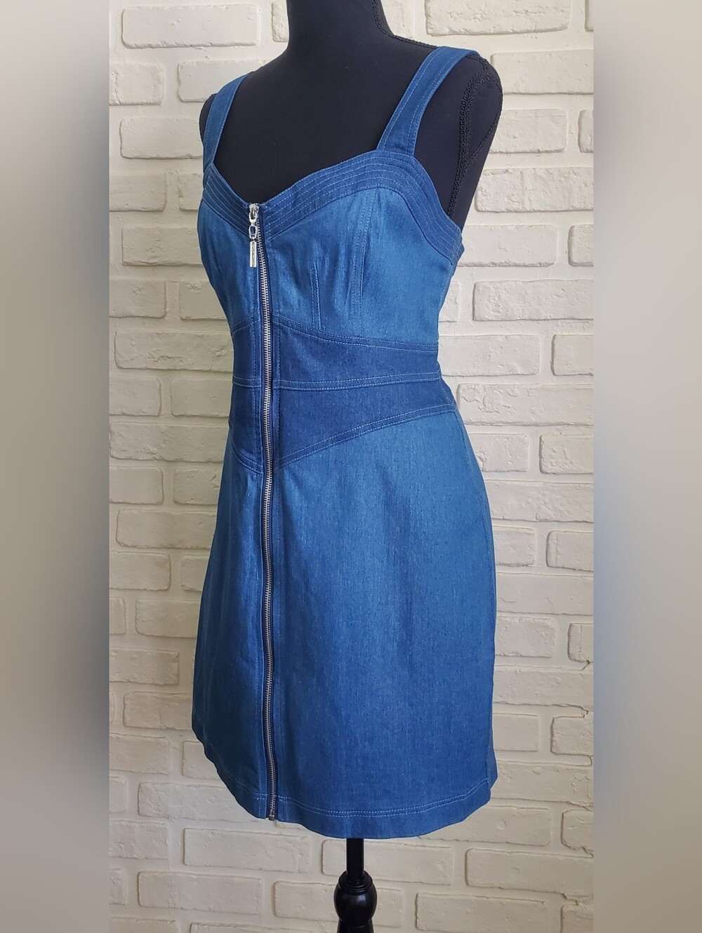 Betsey Johnson Zip Front Sweetheart Bustier Denim Mini Dress Size 12 - Picture 14 of 14